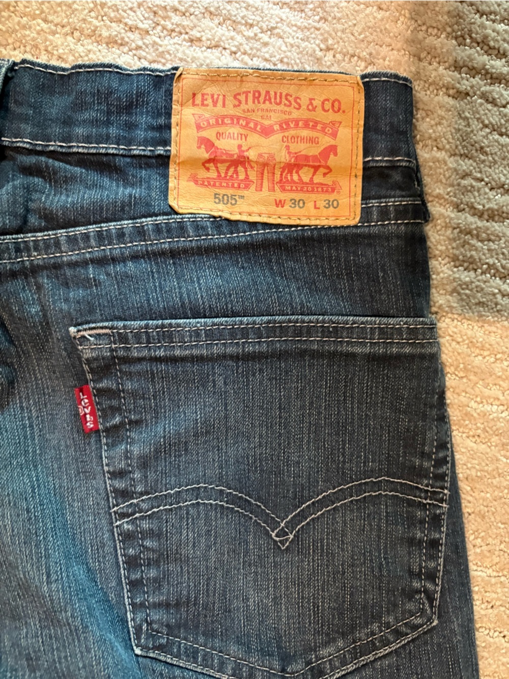 Levi's 505 Original Fit Jeans Men's W30 L30 Dark Wash Straight Leg Water<Less®